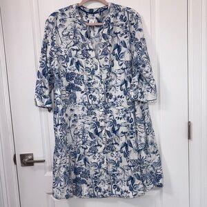 Nicole Miller New York Blue and White Floral Dress